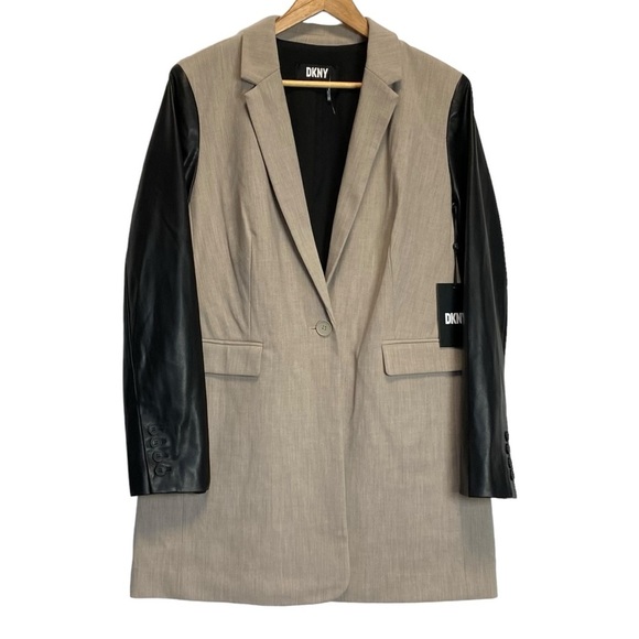 DKNY Mixed Media Tailored Jacket - Picture 2 of 14